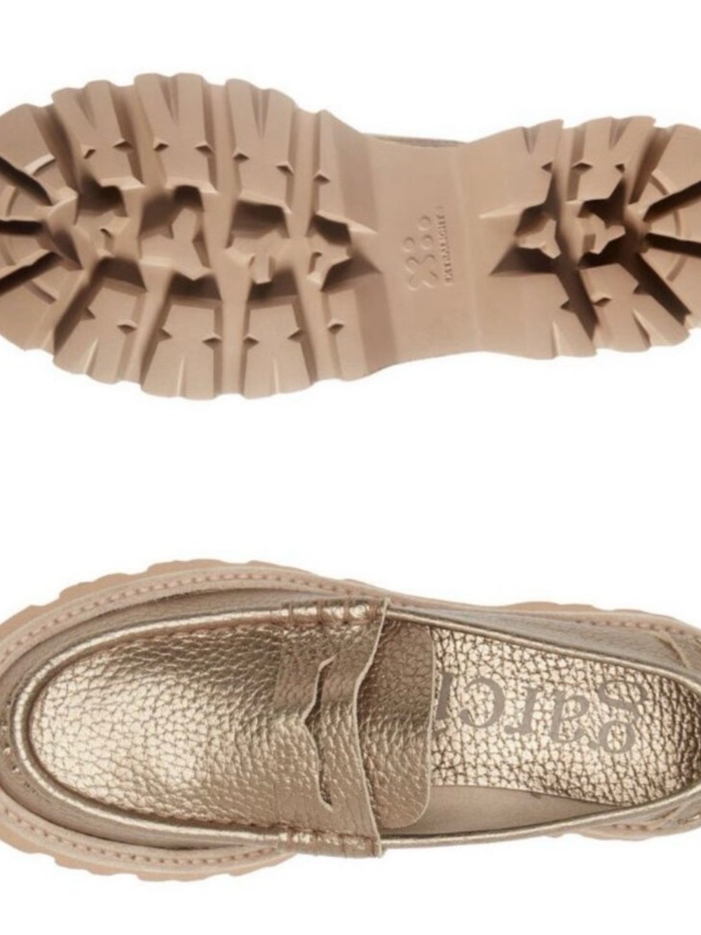 Pedro Garcia Metallic Gold Penny Loafers for Women Size 41